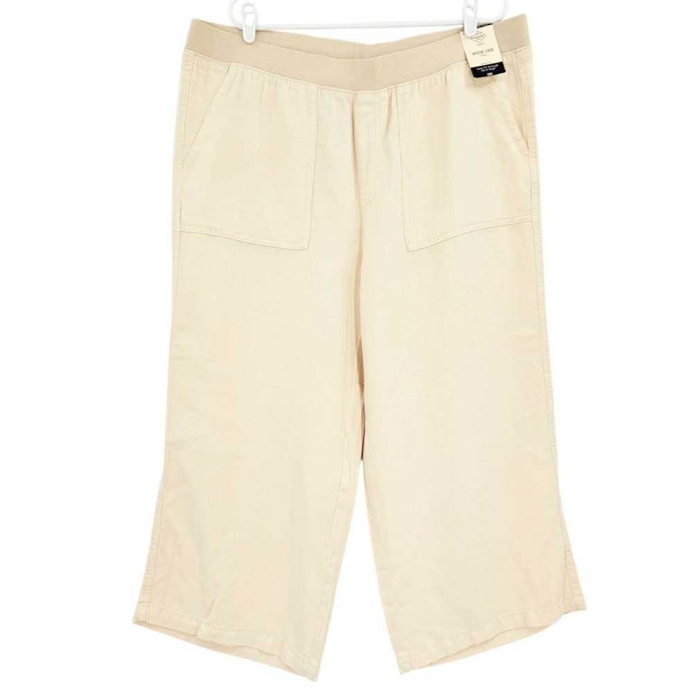 St. Johns Bay Women's Pull-on Wide Leg Easy Fit High Rise Birch Crop Pants 1X NW